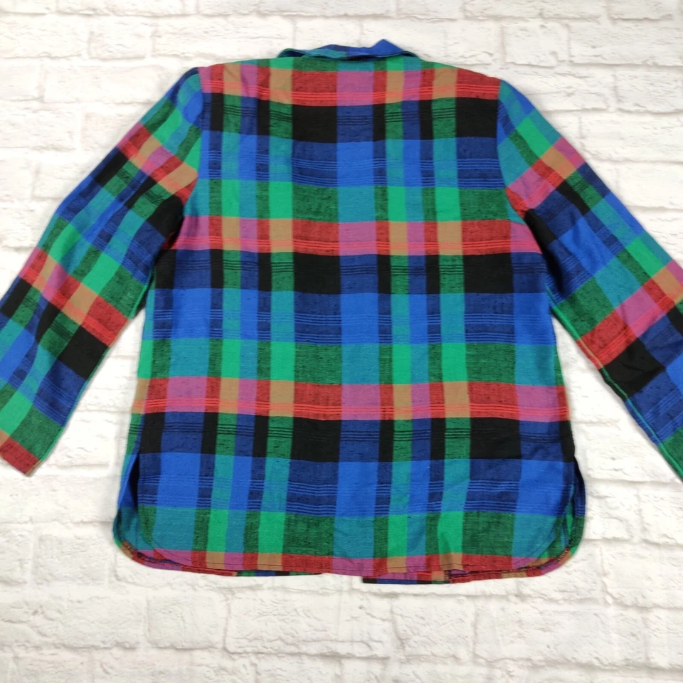 Blazer eléctrico vintage JG Collection by Joyce hombreras delanteras abiertas a cuadros talla 18 Foto 2 de 4