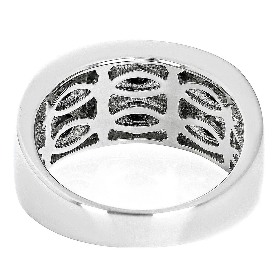 Anillo de boda redondo de oro blanco de 14 quilates de espinela negra creado en laboratorio de 4 quilates para hombre Foto 4 de 4