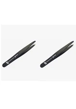 Set of 2 Slant Tweezers - Tweezer Guru Professional Stainless Steel Slant Tip