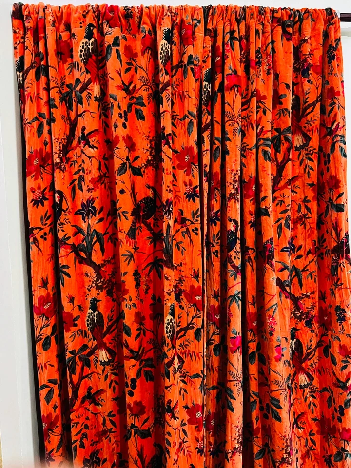 2 PIEZAS CORTINA DE TERCIOPELO DE ALGODÓN INDIO VINTAGE CORTINA DE VENTANA CORTINA DE PUERTA PESADA Foto 2 de 4