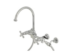 Kingston Brass KS1291AXBS 98 Restoration 1.8 GPM Widespread Bridge Kitchen Fauc