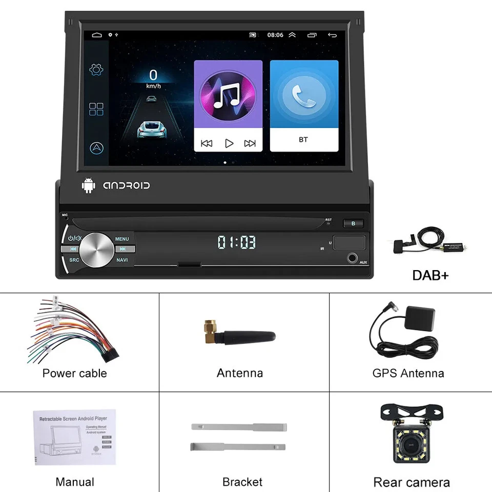 DAB+ 7" Android 13 Autoradio GPS Navi 1 DIN Radio Bluetooth USB FM RDS + Kamera - Bild 4 von 4