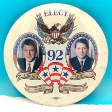 CREATIVE CONCEPTS Bill Clinton Al Gore 1992 US Election Political Pinback Button