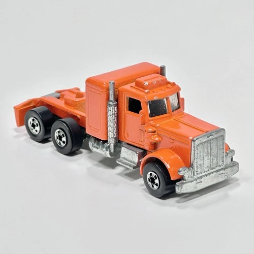 Vintage 1980 Hot Wheels Steering Wheels Peterbilt Orange Semi Truck HK
