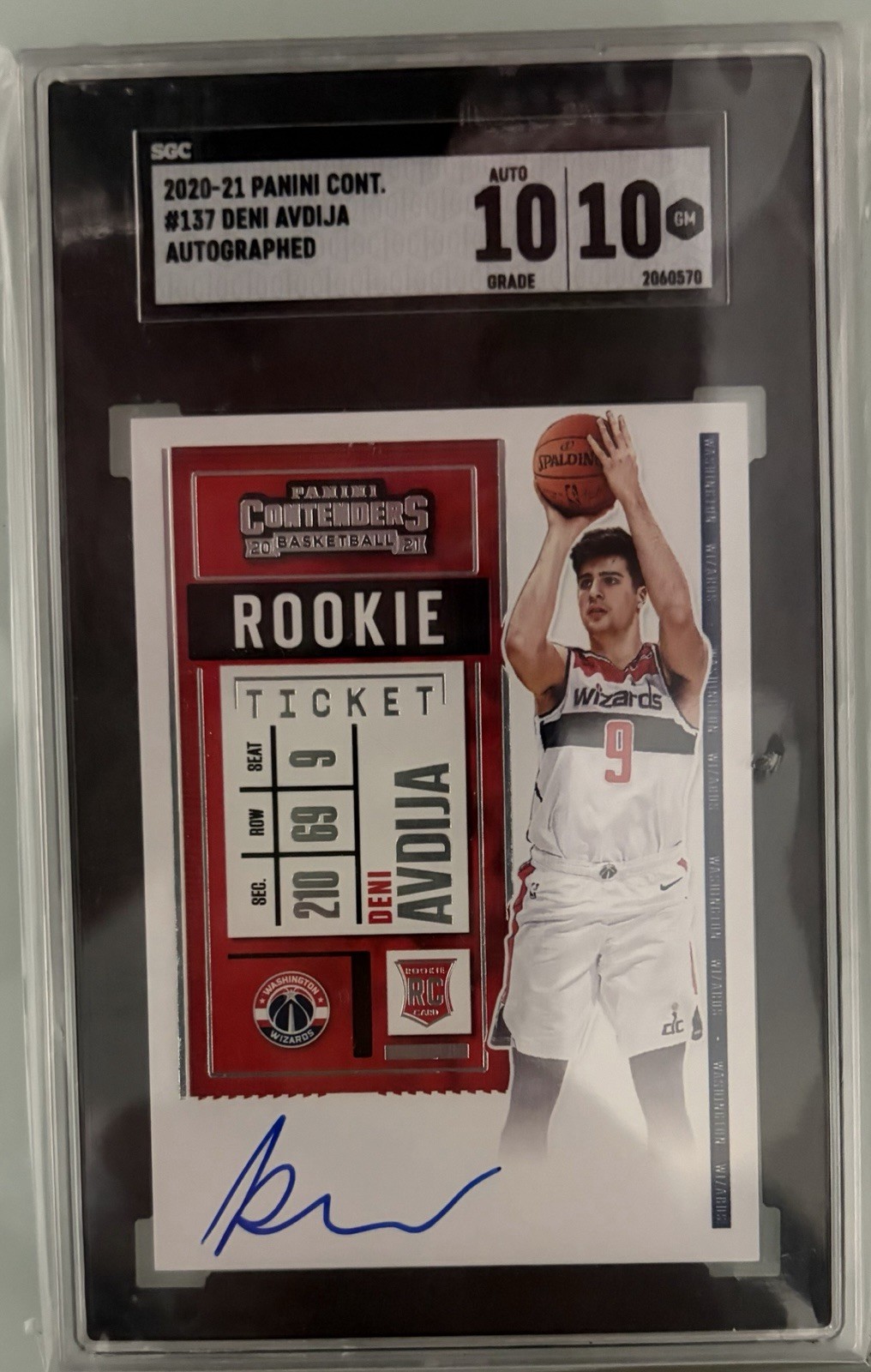 2020-21 Panini Contenders Rookie Ticket Deni Avdija Autograph SGC 10/10