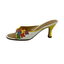 LOUIS VUITTON White Yellow Multi AR1004 Women's Sandals Patent Leather