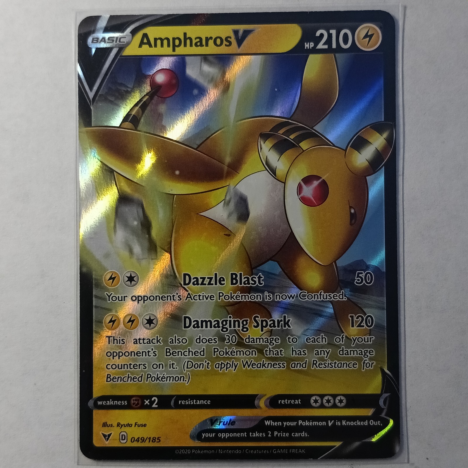 Ampharos V Ultra Rare SWSH04: Vivid Voltage 049/185 NM