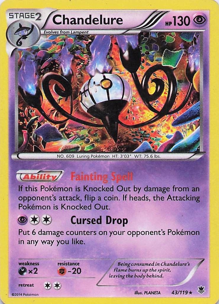 Chandelure - Artist PLANETA Holo Rare 2014 Phantom Forces 43/119 DMG/Marked