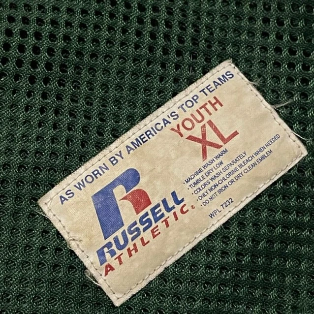 Vintage Russell Football Jersey Youth XL Green Blank Practice A5 - Image 3 of 4