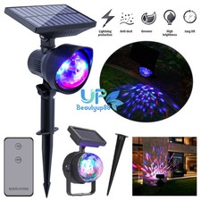 New Solar RGB LED Projector 360  Rotating Spotlight Xmas Garden Lawn Lamp IP65