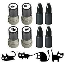 1 Set 4 Styles Cute Cartoon Stamps Lovely Small Black Cat Stamp DIY