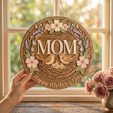 Personalized Floral Wooden Name Sign, Custom Mom Gift, Mother  s Day Gift for Mom