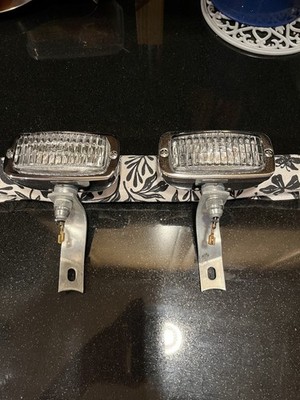 1967 VW BUG VINTAGE HELLA BACKUP LIGHTS AND BRACKETS ORIGINAL NICE