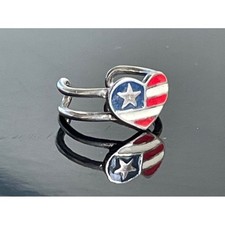 AVON 925 STERLING SILVER & ENAMEL PATRIOTIC HEART SHAPED TOE RING SKY