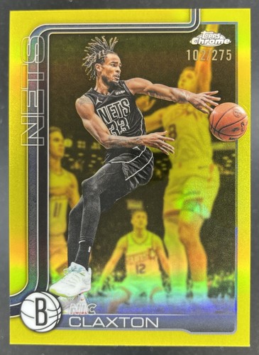2025-26 Topps Chrome Update Nic Claxton Yellow Refractor /275 Nets #123