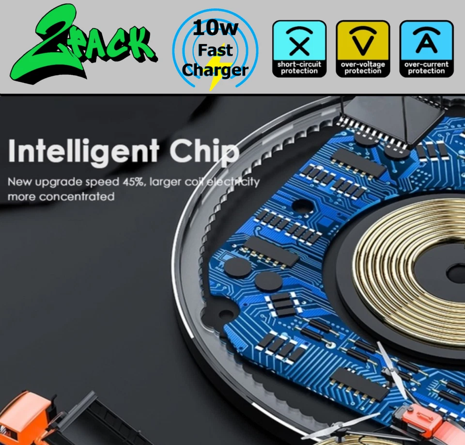 2 Pack Wireless Fast Charger Stand Dock Cradle for Apple iPhone Samsung Galaxy - image 4 of 4