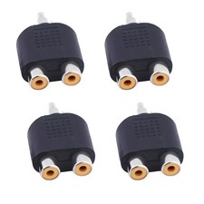 Compact Audio Connector Adapter Plug RCA Splitter AV Converter 1-Male 2-Female