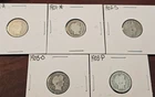 Lot of 5  1898-1901-1902S-1903O-1903P  90% Silver Barber Dimes