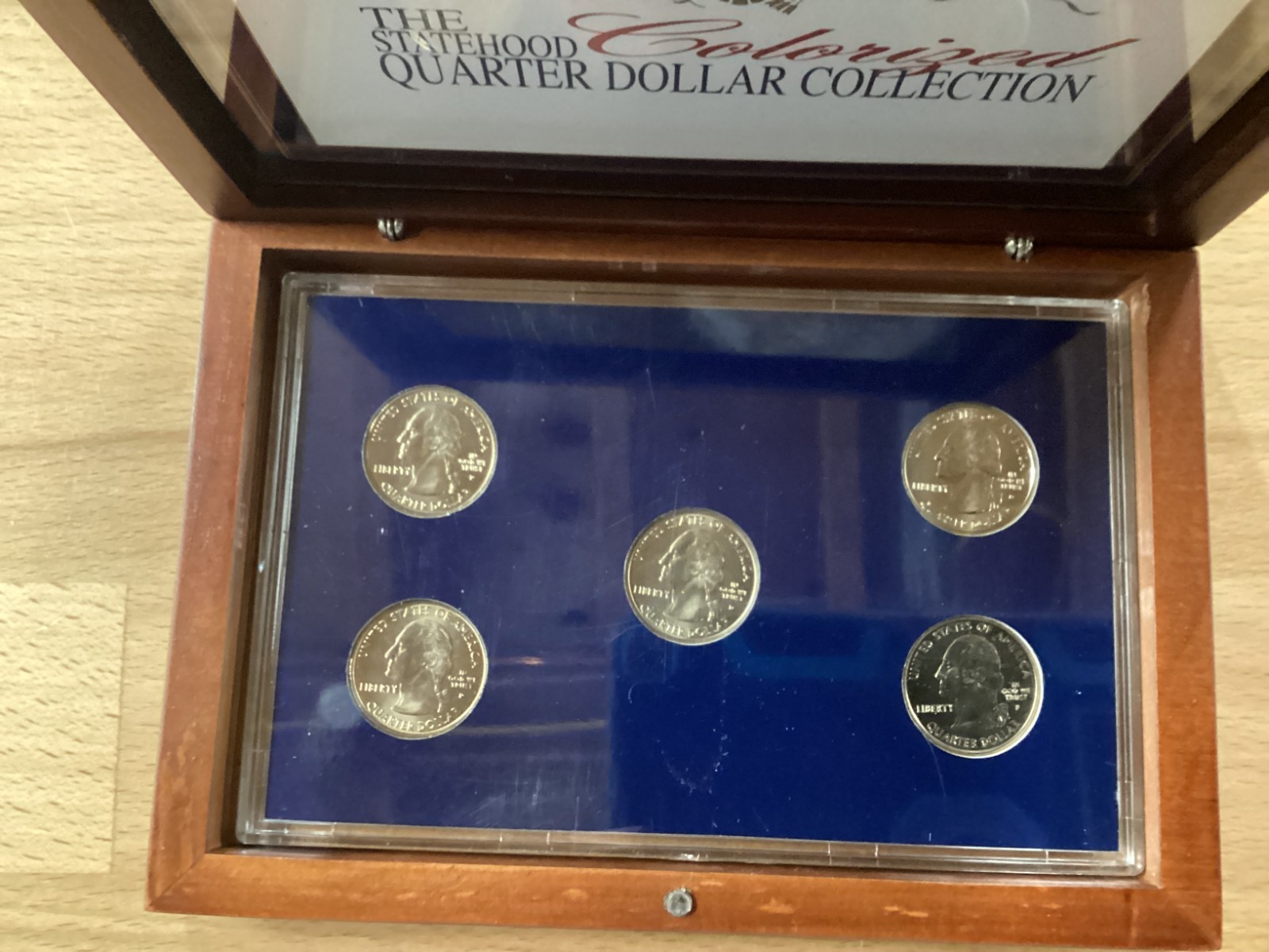 2001 Statehood Quarter Set of 5 Painted Coins in Custom Display Case ...
