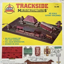 1974 AHM Trackside Ministructures HO Scale Cutout Buildings – 3 Uncut Sheets