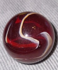 Vacor Marble Boulder 1 3/8" Rooster Red Transparent Base White Swirls Marbles