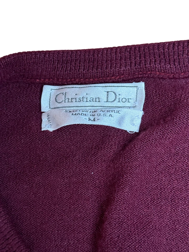Lote de 4 suéteres Christian Dior cuello en V tejido texturizado logotipo para mujer talla M acrílico Foto 3 de 4