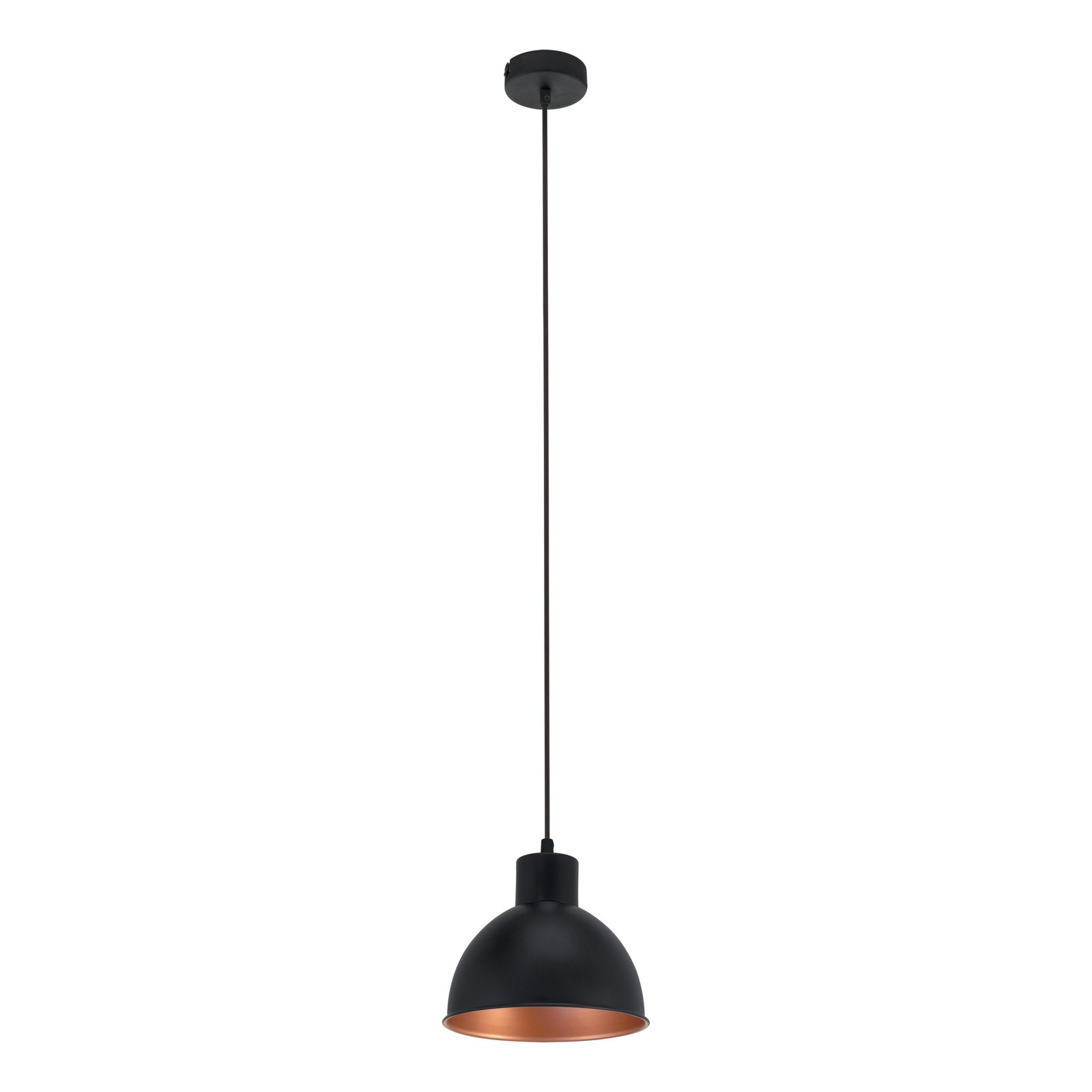 Suspension luminaire vintage Truro 1 en métal noir et cuivre pour salon rustique