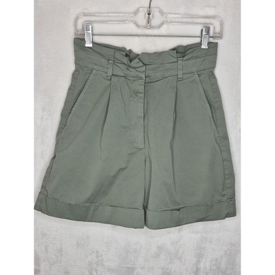 Baum und Pferdgarten Cyra Paperbag Waist Shorts Sage Green Pleated High Rise M