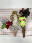 Lot Of 2 Vintage Twist African American / Blond White Barbie Doll + Clothes B34