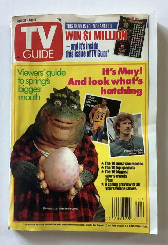 1991 April 27 TV Guide Magazine Magic Johnson Dinosaurs Cindy Crawford-AA