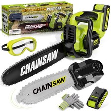 2 in 1 Kids Gardening Tools Set, Toy Chainsaw with Realistic Sounds, Kids Too...