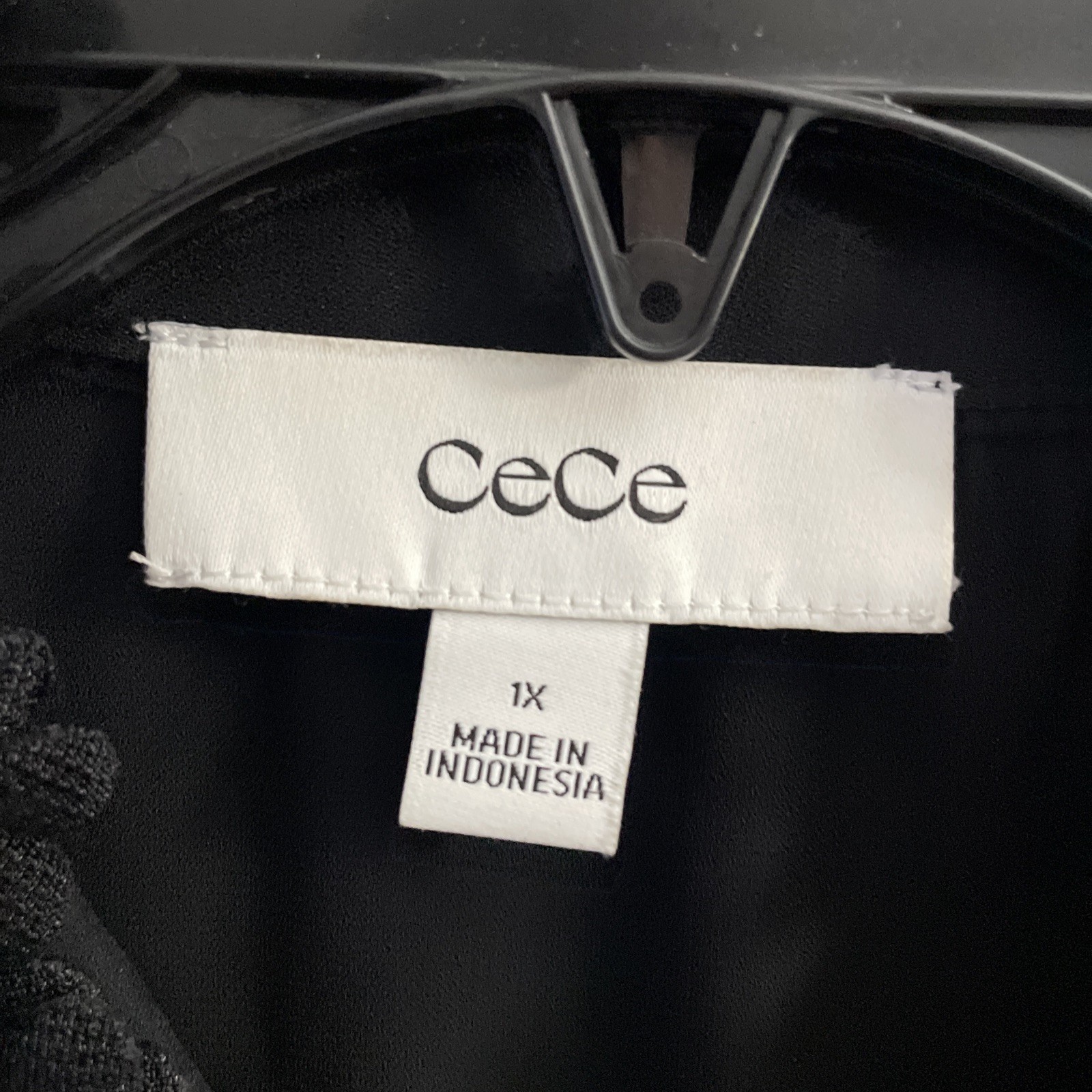 CeCe Womans Button Top Solid Black Plus 1X Polyes… - image 3