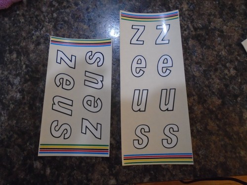 Vintage zeus & labadie down & seat tube decals. nos . sold as used due to age