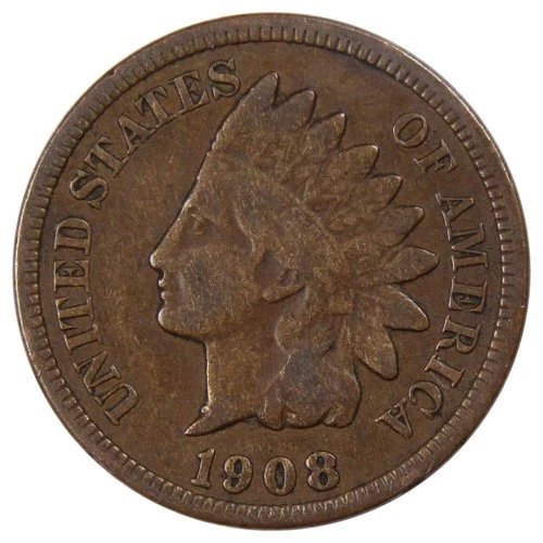 1908 Indian Head Cent G Good Bronze Penny 1c Coin Collectible