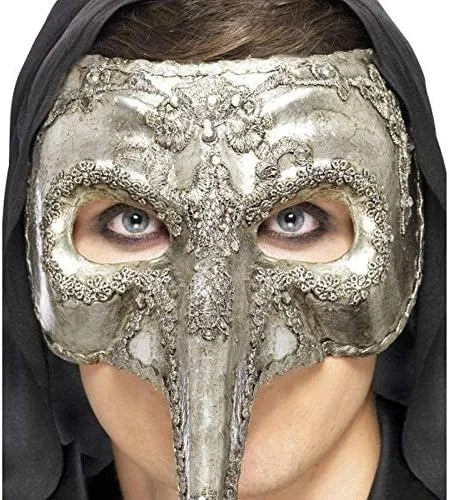 Smiffys Luxury Venetian Capitano Mask, Silver - Image 2 of 2
