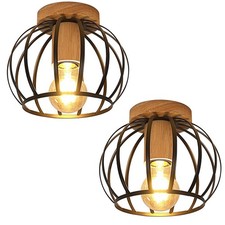 Image of 1/2X Ceiling Light Wooden Lampeshade Pendant Lamp Chandelier Living Room Hallway