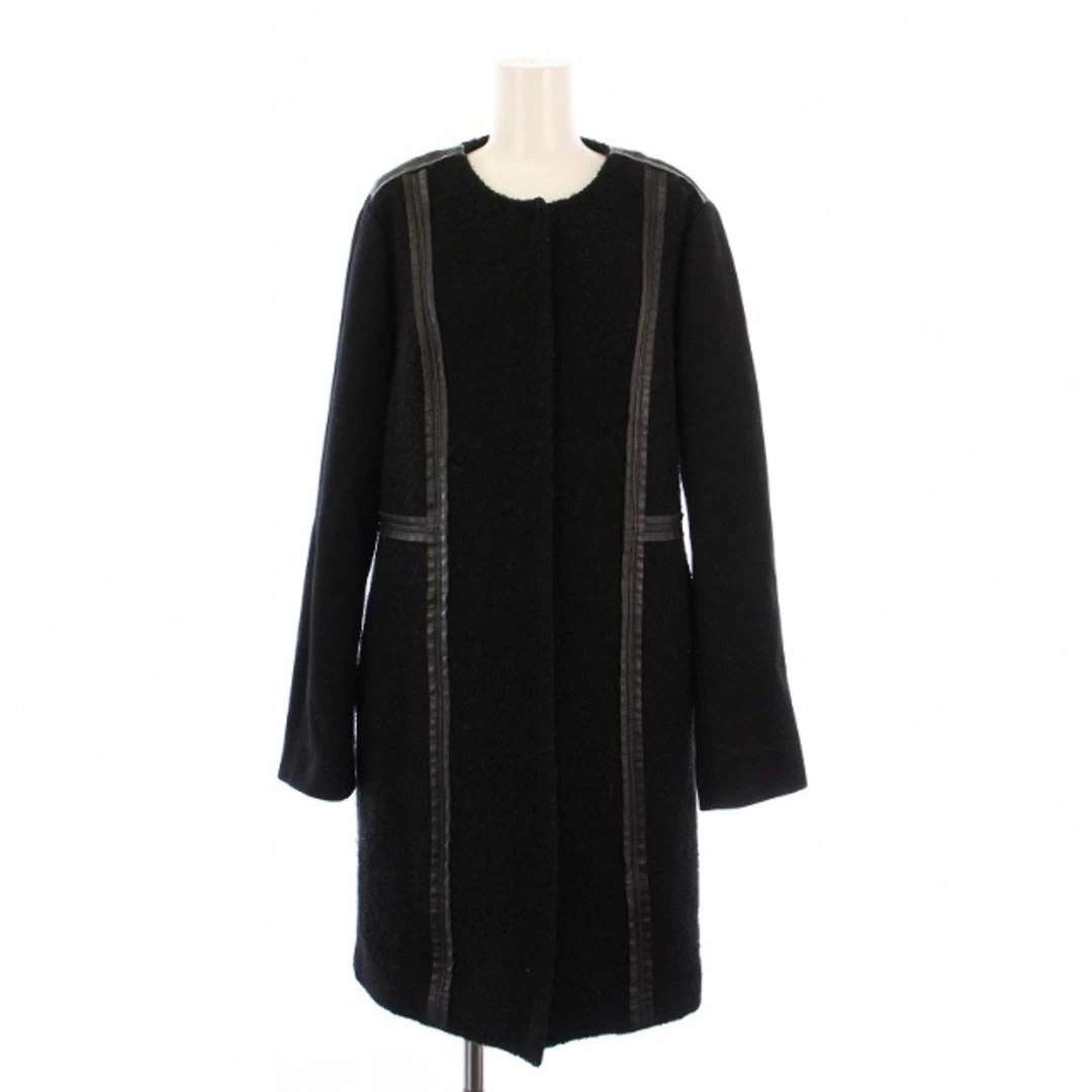 Cappotto lungo senza colletto Tory Burch materiale diverso lana commutata 6 nero bm