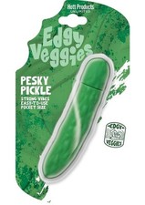Edgy Veggies Pesky Pickle Rechargeable Silicone Vibrator Green