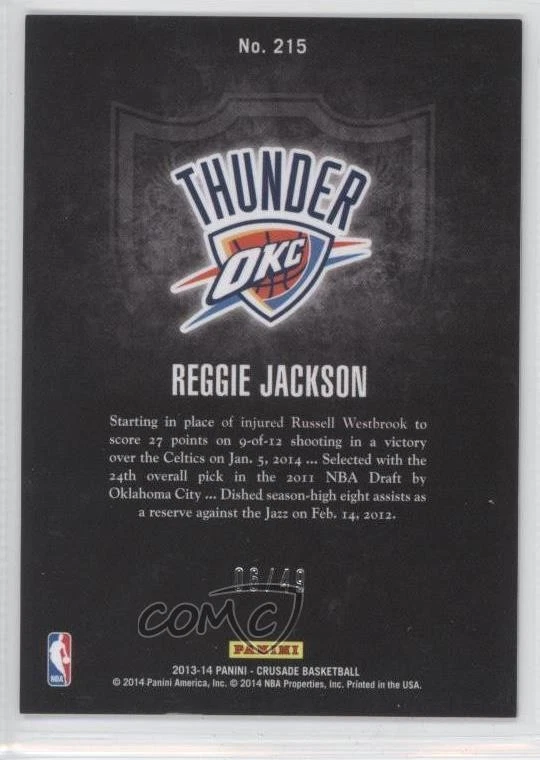 2013-14 Panini Crusade Crusade Purple /49 Reggie Jackson #215 - Image 2 of 2