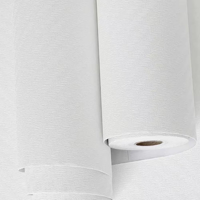 White Solid Color Grasscloth Textured Contact Paper Peel and Stick Wallpaper Rol