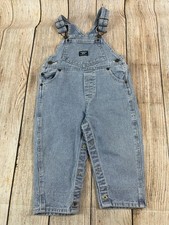 OshKosh Blue Baby Hickory Stripe Denim Overalls Vestbak Bibs Size 18 Months