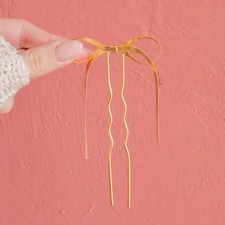 Bow Shaped Metal Hair Pins for Women Large Gold Bow Long Hair