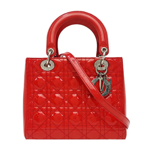 【Authentic】 DIOR Lady Dior Red Patent leather Handbags (DDP)