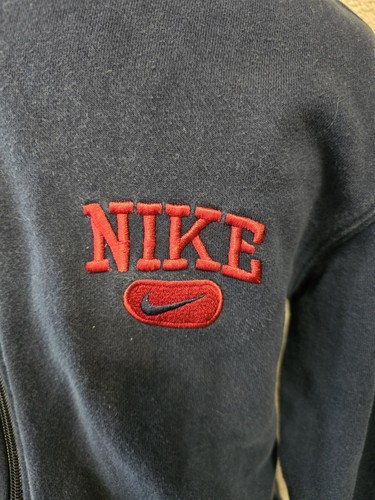 Youth Navy Nike Full-zip Hoodie With Pockets Size M (10-12). Red Nike Logo - Picture 5 of 15