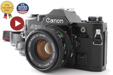 MINT Canon AE-1 Black SLR Film Camera NewFD NFD 50mm f1.8 Lens Hood From JAPAN