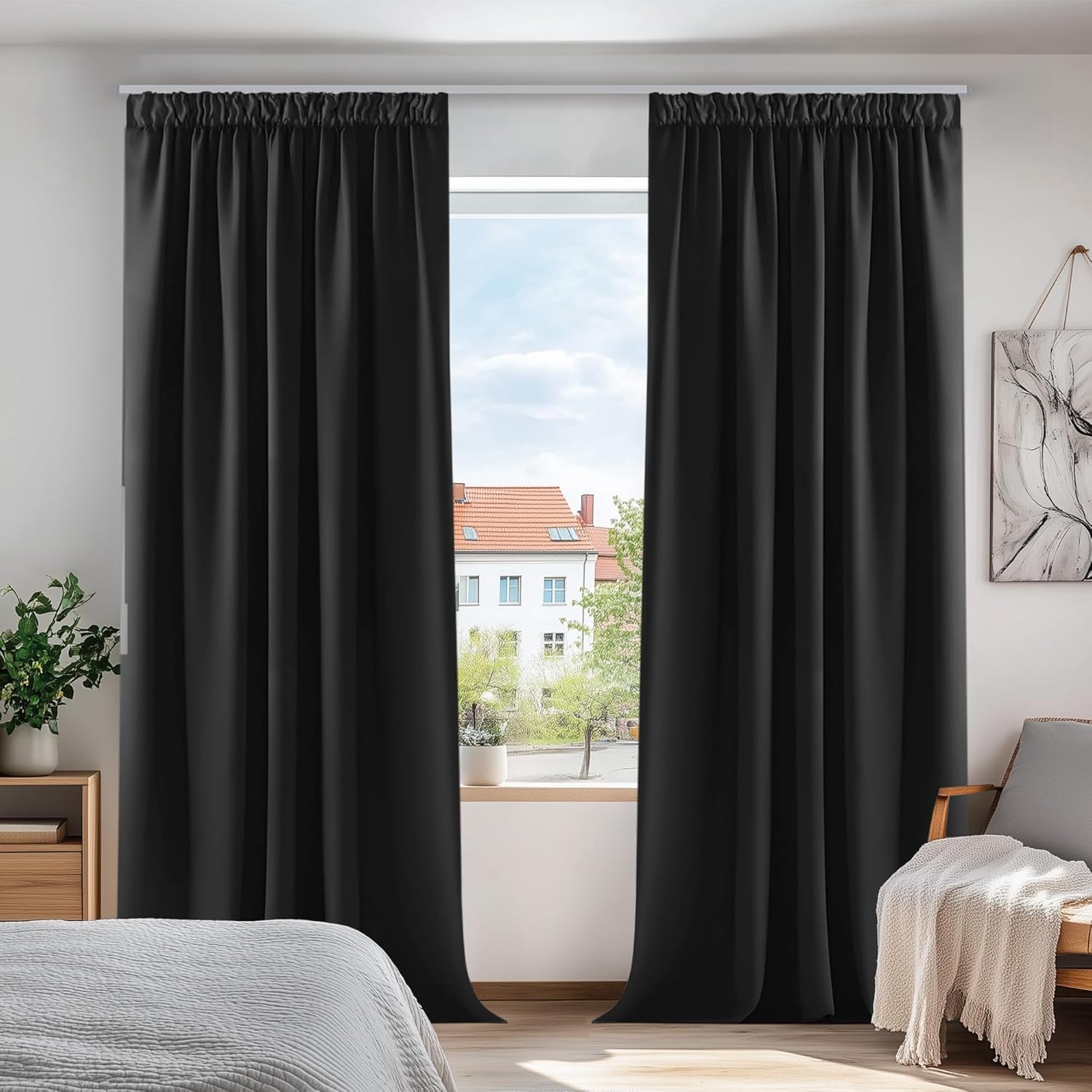 Deconovo Blackout Curtains Rod Pocket Thermal Insulated Decorative Pencil
