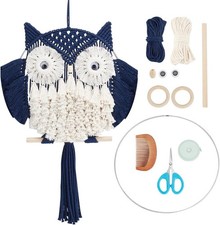 FREEBLOSS DIY Macrame Owl Kit with Video 20cm 7.9 inches , Navy blue