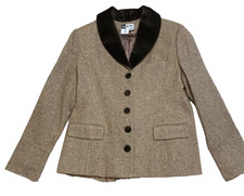 Nwt Together Missy Blazer Jacket Velvet Accents Wool Blend 12 Tweed Granny Style