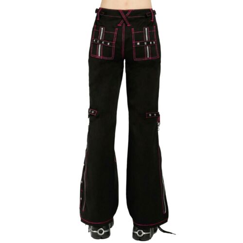 Puritues Gothic Ladies Fashion Night Pink Stitch Streetwear Pants - Picture 3 of 4