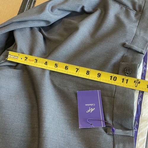 New Alan Flusser Mens 38x34 Gray Stretch Polyester Classic Fit Dress Pants NWT - Picture 10 of 12